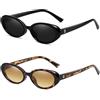 Generico 2pcs Occhiali da Sole da Donna, Occhiali Polarizzati Donna, Occhiali da Sole Unisex-Adulto, Occhiali Retro, da Uomo Moda Rettangolari da Donna con Protezione UV400 Retrò Vintage Occhiali