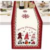 Fecialy Runner da tavola natalizio in cotone e lino invernale Lucky Gnome Runner da tavola a tema natalizio Decorazioni natalizie per le feste in cucina