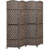 HOMCOM Paravento Interni in Legno, 4 Pannelli, 180 x 180 cm, Divisorio Pieghevole per Soggiorno, Camera da Letto, Casa, Marrone