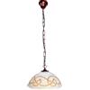 Generico Lampadario a sospensione classico a 1 luce catena ferro battuto e vetro con striature e decoro ambra coll. 647 per sala da pranzo, camera da letto, corridoio, ingresso, soggiorno, salotto, cucina.