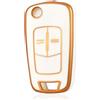 OFF WE GO Custodia Chiave Cover Chiave Guscio Chiavi per Opel Vauxhall Astra Antara Corsa Zafira Vectra Tigra B Coprichiave Macchina TPU Copri Chiavi Telecomando Auto Portachiavi, Oro Bianco