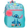 Disney Joumma Aloha Stitch Zaino scuola zaino per bambini realizzato in poliestere, spalline larghe e regolabili che si adattano, tasca frontale., blu, Zaino scuola