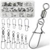 Siyrdxcbt 170 Pezzi Giunti Moschettoni Pesca Marina in Acciaio 6 Dimensioni Girelle da Pesca 5 Dimensioni Mare Acqua Dolce Line da Amo Kit Connettori per Ganci da Snap con Il Design di Sblocco Rapido