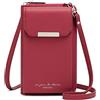 REETEE Borsa a Tracolla Donna in Pelle - Portafoglio Piccola Pochette Portamonete con Porta Cellulare (Rosso)