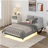 MAHANCRIS Struttura del Letto Fluttuante in Metallo con Stazione di Ricarica e Luci LED, 90 x 200 cm, Letto Matrimoniale con Contenitore, Senza Rumore, Senza Materasso a Molle, Nero ABFBK536UE01