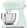 Smeg, Impastatrice Planetaria SMF03PGEU, 10 Livelli di Velocità, Funzione Smooth Start, Ciotola da 4,8 L, Sicurezza Blocco Motore, 3 Fruste, Gancio e Coperchio in Dotazione, 800W, Verde Pastello