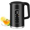 WAWORIO Bollitore Elettrico, 1,7L Portatile Bollitore Elettrico senza BPA, 2000 W, Acciaio Inox, Bollitore Acqua Temperatura Regolabile 40°-100°C con 13 Impostazioni, Display LED Touch, Nero