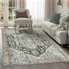 artyrugs Tappeto Lavabile in Lavatrice, 152x213cm, 75% Cotone Riciclato, Pelo Corto, Fondo Antiscivolo, Tappeti per Soggiorno, Camera da Letto, Cucina, Corridoio, Ufficio, Carbone & Siena Chiaro