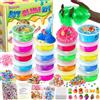YOPINSAND 18 Colori Fai da Te Slime Kit Slime Making per Ragazze, Crystal Clear Slime, Glow in the Dark Slime con Sfere di Schiuma Aggiuntive, Charms, Glitter, Giocattolo Regalo per Bambini