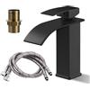ZLLkeji Rubinetto Bagno Lavabo Acciaio Inossidabile Miscelatore Monocomando per Lavabo Design Antispruzzo e Risparmio Idrico Rubinetto per Lavandino Bagno-Doppia Uscita Acqua Calda/Fredda (Nero)