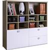 Composad | Libreria della Linea GLOBO con 2 Cassetti, 1 Anta, 10 Vani, Libreria Scaffale Moderna, (LxAxP) 131,40x130,50x35 cm, Colore Rovere Mielato e Bianco laccato, Cameretta, Made in Italy