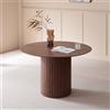GrandCA HOME Tavolo da Pranzo Rotondo, Tavolo da Cucina Moderno 120 cm, Tavolo da Pranzo con Base Rotonda in Legno, Grande Scrivania in MDF per 4-6, Marrone Scuro