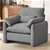 Ckaff Extra-Grand Poltrona Salotto, 93.5cm Divano Singolo Poltrone Camera da Letto con Braccioli Rimovibili e Cuscino, Poltrona Imbottita Relax per Salotto Soggiorno Camera da Letto, Gregio scuro
