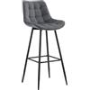 CLP Sgabello da bar Dartford I Sgabello da bar imbottito I Sgabello da banco con struttura in metallo e schienale, Colore:grigio scuro, Materiale:Velluto