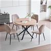 GrandCA HOME Set Tavolo e Sedie da Pranzo, Tavolo da Pranzo Rotondo da 100 CM e 4 Sedie Moderne in Lino, per Sala da Pranzo, Cucina, Soggiorno, Chiaro + Marrone