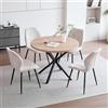GrandCA HOME Set Tavolo e Sedie da Pranzo, Tavolo da Pranzo Rotondo da 100 CM e 4 Sedie Moderne in Lino, per Sala da Pranzo, Cucina, Soggiorno, Chiaro + Cachi