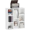 HOMCOM Libreria a 3 livelli, libreria a libri con 8 scomparti, design verticale o orizzontale, per soggiorno, ufficio, camera da letto, 74,3 x 24 x 80 cm, bianco