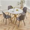 GrandCA HOME Set Tavolo e Sedie da Pranzo, Tavolo da Pranzo Rotondo da 100 CM e 4 Sedie Moderne in Lino, per Sala da Pranzo, Cucina, Soggiorno (Marmo + Grigio Scuro)
