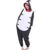 Dodheah Squalo Adulto Pigiama Onesie Festa di Halloween Unisex Costume da Animale Cosplay Tuta Sleepwear Grigio XL