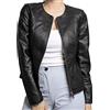 QUEEN HELENA Giacca in Ecopelle alla Coreana Giubbotto Corto Giacchetta Leggera Casual Biker Donna Y3002 (IT, Testo, XL, Regular, Regular, Nero)