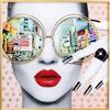 Kare Design Quadro con cornice Time Square View, multicolore, quadrato, stampa su carta, motivo iconico New York, 80x80 cm