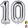 Relaxdays Argento Palloncini Giganti in Foil con Numero 10 per Compleanni con Cifre, ad Aria e ad Elio, 85-100cm Colore, 85,00 x 50,00 x 17,00 cm