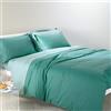 Caleffi 69643 Cotone Bicolor Completo Copripiumino per Piazza e Mezza Letto, Anice