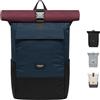 LARKSON Zaino Roll Top Uomo Donna Blu Rosso - No 4 - Zainetto per Lavoro, Viaggio, Università - Porta Pc 16 Pollici - Materiale Sostenibile - Impermeabile
