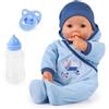 Bayer Design 94683AC Bambolotto di 46cm Hello Baby Boy, con suoni, include ciuccio e biberon, muove la bocca
