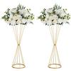 Nuptio Centrotavola da Matrimonio in Oro per Tavoli: Vaso A Tromba in Metallo Alto 68cm 2 Pezzi Espositore di Fiori Artificiali per Decorazioni per Feste di Compleanno Cene Eventi Ricevimenti