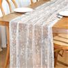 Wisebom Runner da Tavola, 300 × 70 cm Runner Tavola Moderno Oro Glitterato Lucido Runner Natalizio Tavolo Tovaglia Tulle Decorazione per Matrimonio Comunione Compleanno Festa (Argento)