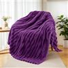 Exclusivo Mezcla Coperta Plaid Pile di Flanella per Divano, 130x150 CM Coperta Letto Singolo con Righe Jacquard, Accogliente e Leggero, Viola