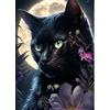 AIRDEA Kit per pittura con diamanti 5D con gatto per adulti e principianti, kit completo fai da te con fiori e diamanti per bambini, luna notte, kit per pittura con diamanti con numeri, gatto nero