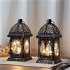 TRIROCKS Set di 2 Lanterna Decorativa 20 cm Alta, Supporto in Metallo per Candele Appeso, Perfetta per Decorazioni Casa, Soggiorno, Feste, Eventi (Nero)