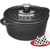 Overmont Casseruola in Ghisa Smaltata - Antiaderente Forno Olandese con Coperchio - Ø26 cm Rotonda Cocotte per Adatto a Piani di Cottura e Forni a Induzione - Grigio grafite