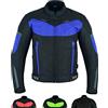 Texpeed Giacca da moto con protezioni - Giubbotto 4 stagioni da motociclista inverno invernale/estate impermeabile con armatura CE (EN 1621-1) Blu - 3XL