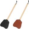 XIHIRCD 2pz Scacciamosche in Pelle, Scacciamosche Manuale Manico Lungo Legno con Corda Appesa Scacciamosche Pelle Resistente e Pratica Interni per Mosche Zanzare Api(Nero, Marrone)
