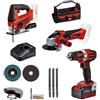 Einhell Kit TE-TK 18/3 Li Einhell trapano smerigliatrice e seghetto 4Ah Power X-Change