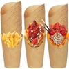 PRZRAO 50 Pz Tazze per Patatine Fritte, 12oz Kraft Porta Bicchieri per Gelato, Tazze di Carta Kraft Holder Contenitori per Patatine Fritte, Contenitori per Snack in Carta per Torta, Sfoglia, Gelato, Cialda