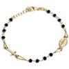 Sinfonie Bracciale Uomo Donna Rosario in Argento 925% E Perline Nere onice 21 cm (Oro)