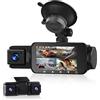 Podofo HD 2K Telecamera frontale, Dash Cam a 360 gradi con telecamera posteriore, Telecamera per auto a 4 canali con sensore G Rilevamento del movimento Registrazione in loop