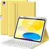 MoKo Custodia con Tastiera per iPad (A16) 11a Generazione 11 Pollici 2025, iPad 10a Generazione 10,9 Pollici con Supporto per Matita, Tastiera Bluetooth Staccabile Multi-Angolo, Giallo Chiaro