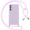 Oelrstfe Cover per Samsung Galaxy A35 5G con Cordino,Custodia Silicone Morbido Sottile con Motivo Cuore e Collana Laccio Tracolla,Antiurto Antigraffio Corda Collo Regolabile Protettiva Case,Viola