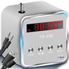 Retoo Radio a cubo FM da 3 W con volume di 45 dB e Micro SD TF, altoparlante digitale con radio FM integrata, mini stazione MP3 con USB, cubo radio portatile, mini stereo, cubo musicale, nero-grigio