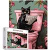 Tucocoo Puzzle da 1000 pezzi per adulti - Puzzle colorato per decorazione interna, giochi e attività in famiglia, regalo - Gatto nero in un gabinetto rosa