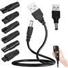 ZFRITP 8 pezzi caricatore da rasoio,5 V USB caricatore da rasoio, cavo universale, cavo di alimentazione USB con 6 connettori adattatori per rasoio elettrico, per una varietà di rasoi/purificatori/tavolo