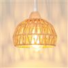 iDEGU Lampadario a Sospensione Vintage in Legno Rattan a Gabbia Lampada a Sospensione E27 Lampadario da Soffitto Retrò illuminazione Decorazione per Cameretta Soggiorno Sala da Pranzo (20cm, Rattan)
