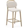 La Forma Sgabello Helda in ciniglia beige e massello di quercia FSC Mix Credit 65 cm