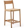 La Forma Sgabello Yalia con schienale in legno massello di rovere finitura naturale FSC 100% e seduta in corda, 65 cm