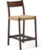 La Forma Sgabello Yalia con schienale in legno massello di rovere con finitura in noce e seduta in corda da 65 cm FSC 100%